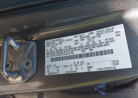 2014 Ford Escape Se from USA, damaged, VIN 1FMCU0GX7EUE37722